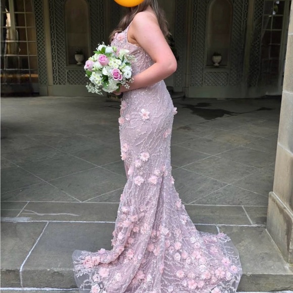 Portia and Scarlett Dresses & Skirts - Portia and Scarlett Blush Pink Embellished Floral Prom Gown